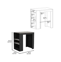 Lacour Kitchen Island, Bar Table 36" H, 3-Side Shelves