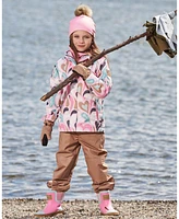 Deux par Baby Girls 3-In-1 Mid-Season Outerwear Set With Printed Jacket Light Pink And Beige Pant