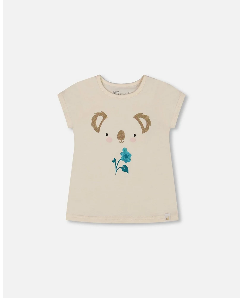 Deux par Toddler Girls Organic Cotton Tee Cream And Koala - Toddler|Child