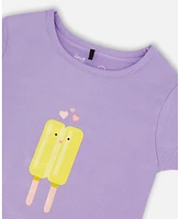 Deux par Toddler Girls Organic Cotton Tee Mauve And Yellow Lollipop - Toddler|Child