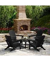 5-Piece Outdoor Patio Hdpe Adirondack Chair With Square Coffee Table Conversation Set