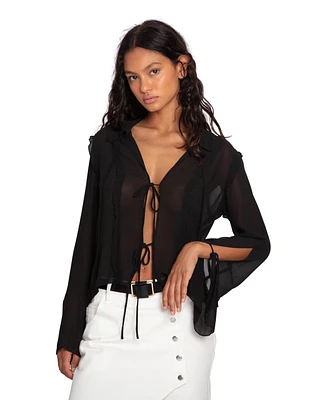 Belle & Bloom Women's Current Obsession Tie Shirt