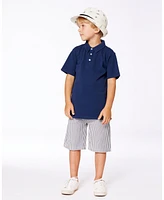 Deux par Toddler Boys Short Sleeve Polo Shirt Navy Blue - Toddler|Child