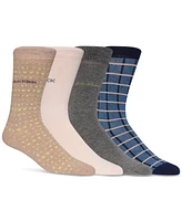 Calvin Klein Men's Crew Length Dress Socks, Assorted Patterns, Pack of 4