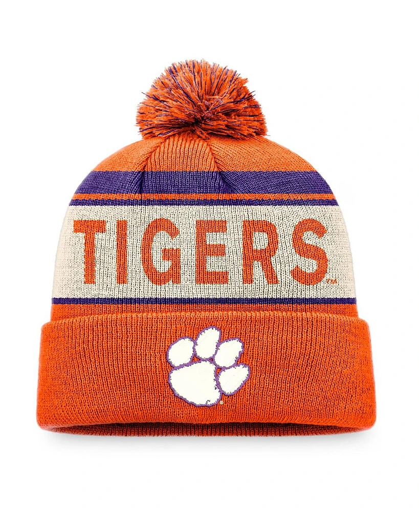 Top of the World Men's Orange Clemson Tigers Prime Cuffed Knit Hat with Pom