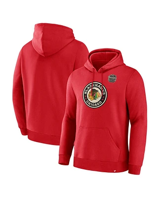 Fanatics Men's Athletic Red Chicago Blackhawks 2025 Winter Classic Primary Logo Pullover Hoodie