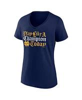 Fanatics Women's Navy Notre Dame Fighting Irish Play Like a Champion Old English V-Neck T-Shirt