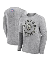 Fanatics Men's Heather Gray Boston Celtics Nba Hoops for Troops Long Sleeve T-Shirt