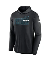 Nike Men's Black Carolina Panthers Lightweight Performance Hooded Long Sleeve T-Shirt