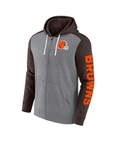 Fanatics Men's Heather Gray Cleveland Browns Down and Distance Full-Zip Hoodie