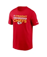 Nike Men's Red Kansas City Chiefs Nine-Straight Afc West Division Champions T-Shirt