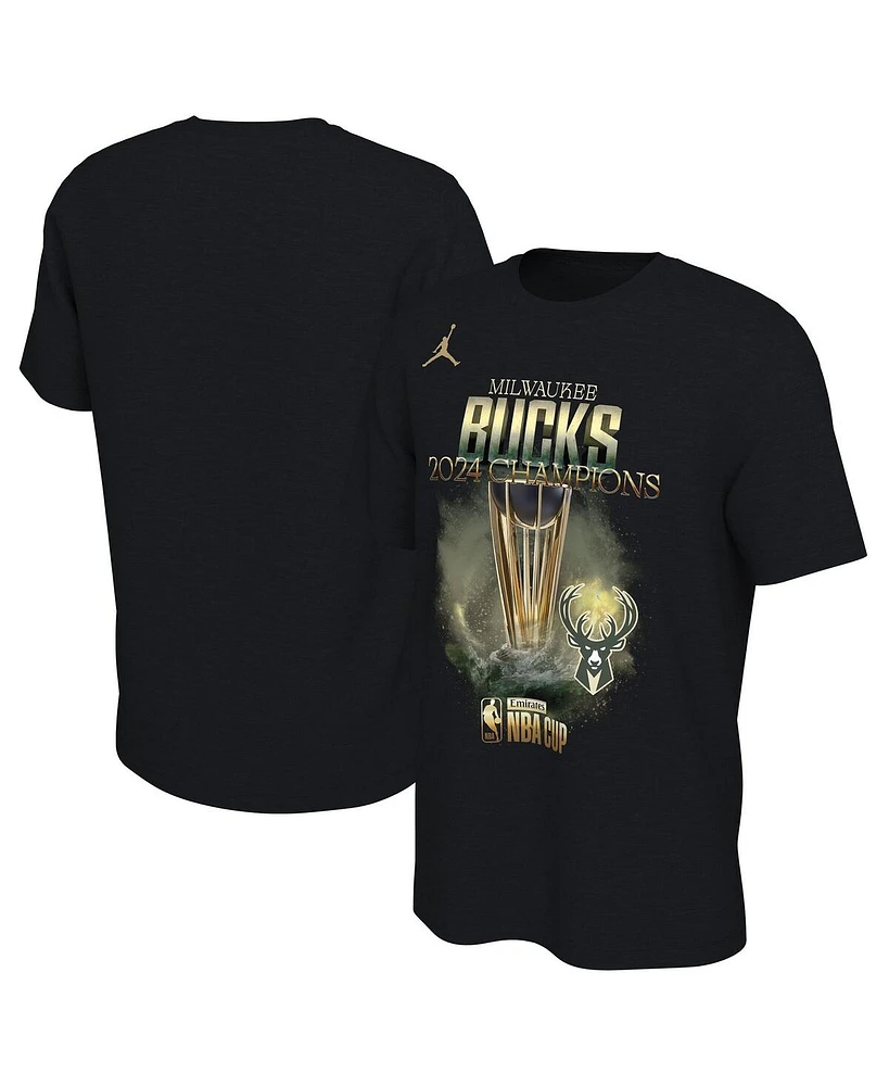 Jordan Men's and Women's Black Milwaukee Bucks 2024 Nba Cup Champions Locker Room Authentic T-Shirt