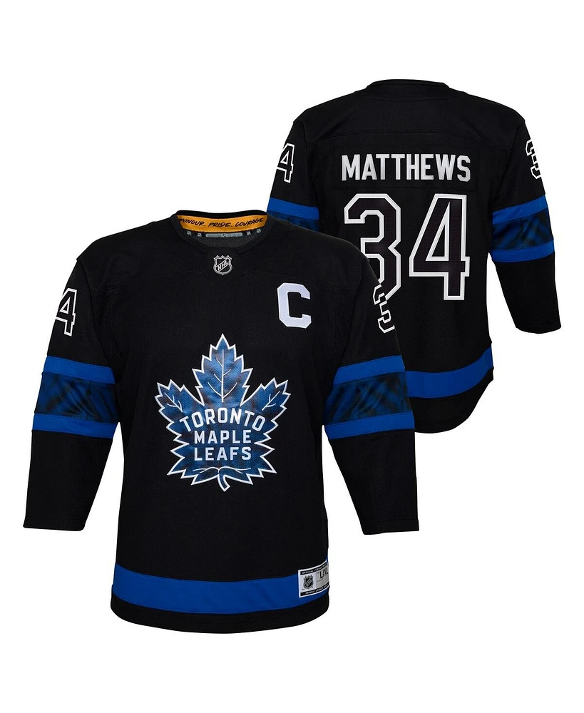 Outerstuff Big Boys and Girls Auston Matthews Black Toronto Maple Leaf's Alternate Premier Player Jersey