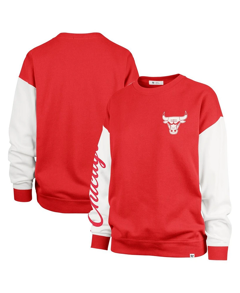 '47 Brand Women's Red Chicago Bulls Rise Andie Oversized Pullover Sweatshirt