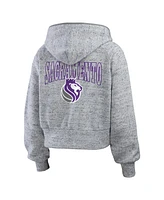 Wear by Erin Andrews Women's Heather Gray Sacramento Kings Speckled Radiator Full-Zip Hoodie