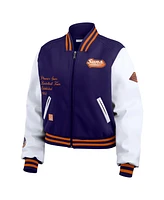 Wear by Erin Andrews Women's Purple/White Phoenix Suns Cropped Varsity Full-Zip Jacket