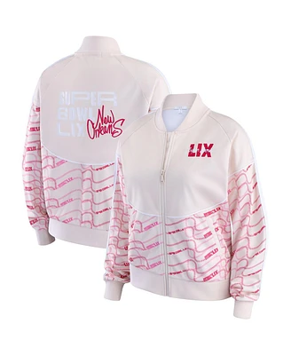 Wear by Erin Andrews Women's Tan Super Bowl Lix Team Print Track Jacket