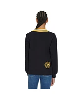 Tommy Hilfiger Women's Black Pittsburgh Steelers Alice V-Neck Pullover Sweatshirt