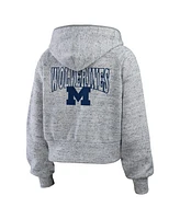 Wear by Erin Andrews Women's Heather Gray Michigan Wolverines Speckle Double-Hit Raglan Full-Zip Hoodie