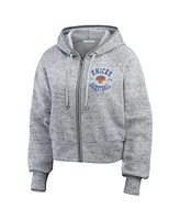 Wear by Erin Andrews Women's Heather Gray New York Knicks Speckled Radiator Full-Zip Hoodie