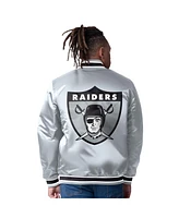 Starter Men's Black/Silver Las Vegas Raiders Closer Reversible Satin Full-Snap Jacket