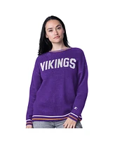 Starter Women's Purple Minnesota Vikings Oversized On the Ball Intarsia Knit Pullover Sweater