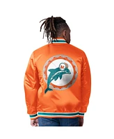 Starter Men's Aqua/Orange Miami Dolphins Closer Reversible Satin Full-Snap Jacket