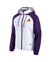 Fanatics Women's White/Purple Phoenix Suns Anorak Raglan Full-Zip Hoodie Jacket