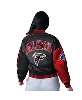 Starter Women's Red/Black Atlanta Falcons Zone Blitz Cropped Full-Snap Satin Jacket