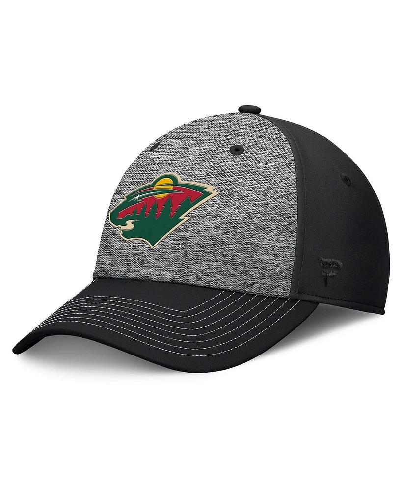 Fanatics Men's Gray/Black Minnesota Wild Fundamental Top Shelf 2-Tone Flex Hat