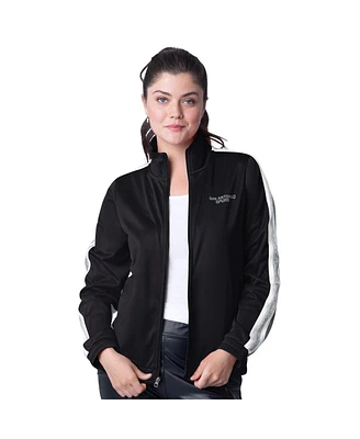 G-iii 4her By Carl Banks Women's Black/Silver San Antonio Spurs Rebel Sequin Bling Full-Zip Track Jacket