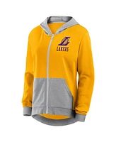 Logo Athletic Women's Gold Los Angeles Lakers Hit It French Terry Full-Zip Hoodie