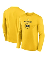 Jordan Men's Maize Michigan Wolverines 2024 On-Court Basketball Practice Legend Performance Long Sleeve T-Shirt