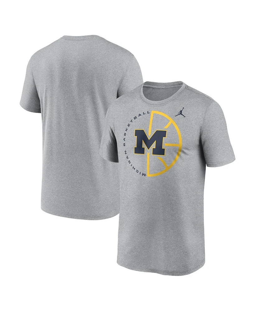 Jordan Men's Heather Gray Michigan Wolverines Legend Basketball Icon Performance T-Shirt