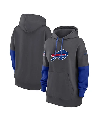 Nike Women's Anthracite/Royal Buffalo Bills 2024 Sideline Essential Fleece Pullover Hoodie