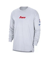 Nike Men's White Philadelphia 76ers 2024/25 City Edition Authentic Pregame Performance Long Sleeve Shooting T-Shirt