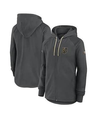 Fanatics Women's Gray Vegas Golden Knights Authentic Pro Rink Fleece Full-Zip Jacket