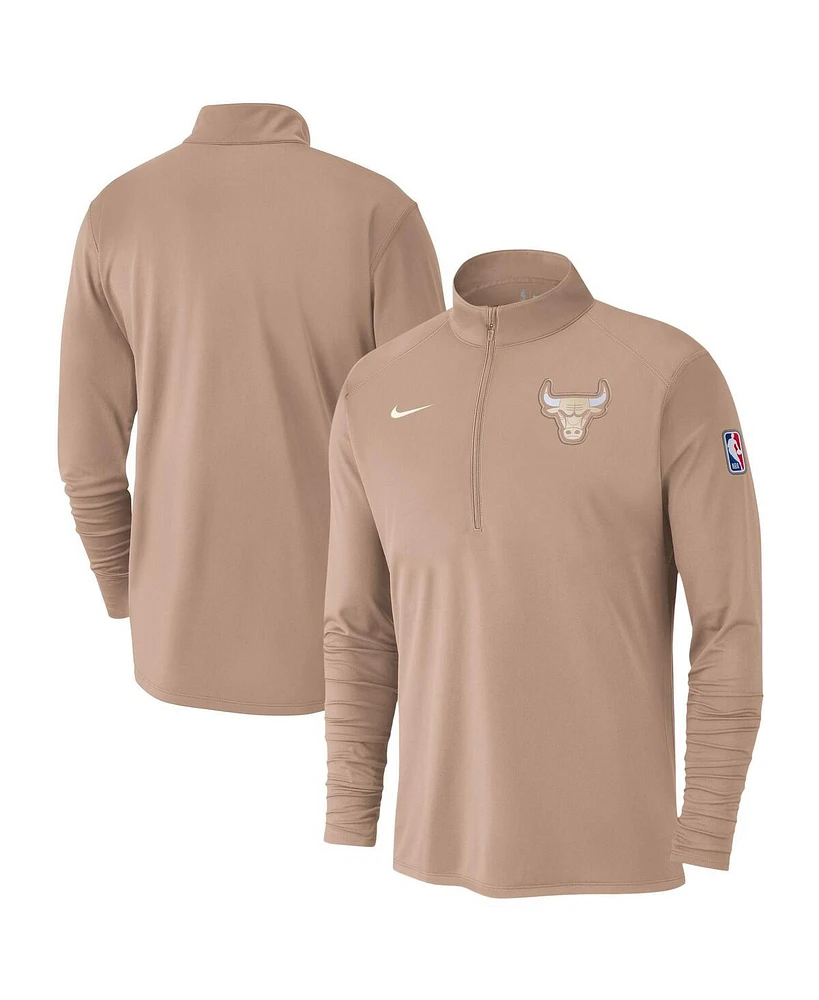 Nike Men's Tan Chicago Bulls 2024/25 City Edition Authentic Coaches Performance Half-Zip Top