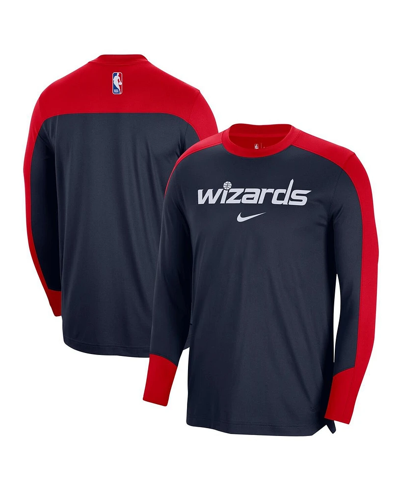 Nike Men's Navy/Red Washington Wizards 2024/25 Authentic Pre-Game Legend Long Sleeve Shooting Shirt