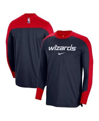 Nike Men's Navy/Red Washington Wizards 2024/25 Authentic Pre-Game Legend Long Sleeve Shooting Shirt