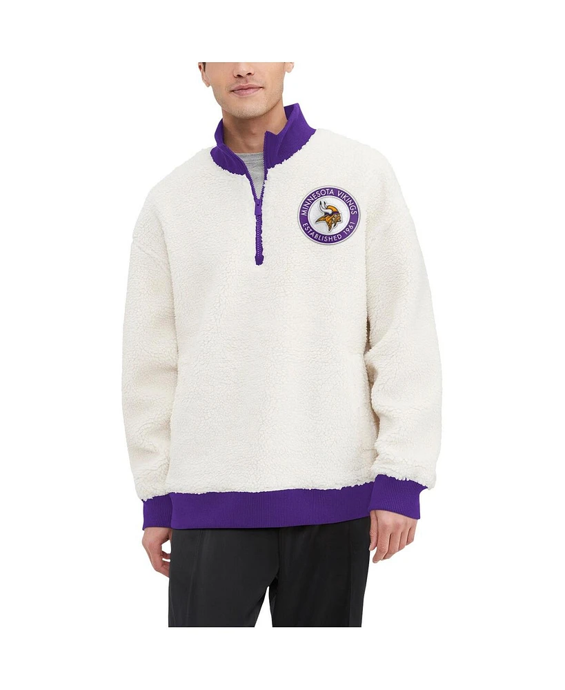 Tommy Hilfiger Men's Cream Minnesota Vikings Jordan Sherpa Quarter-Zip Sweatshirt