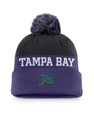 Nike Men's Purple Tampa Bay Rays Rewind Peak Cuffed with Pom Knit Hat