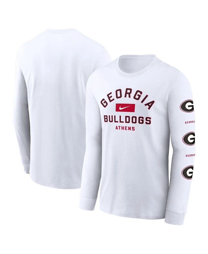 Nike Men's White Georgia Bulldogs Primetime Classic Location Long Sleeve T-Shirt