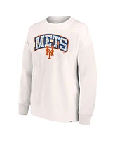 Fanatics Women's Cream New York Mets Leopard Pullover Sweatshirt