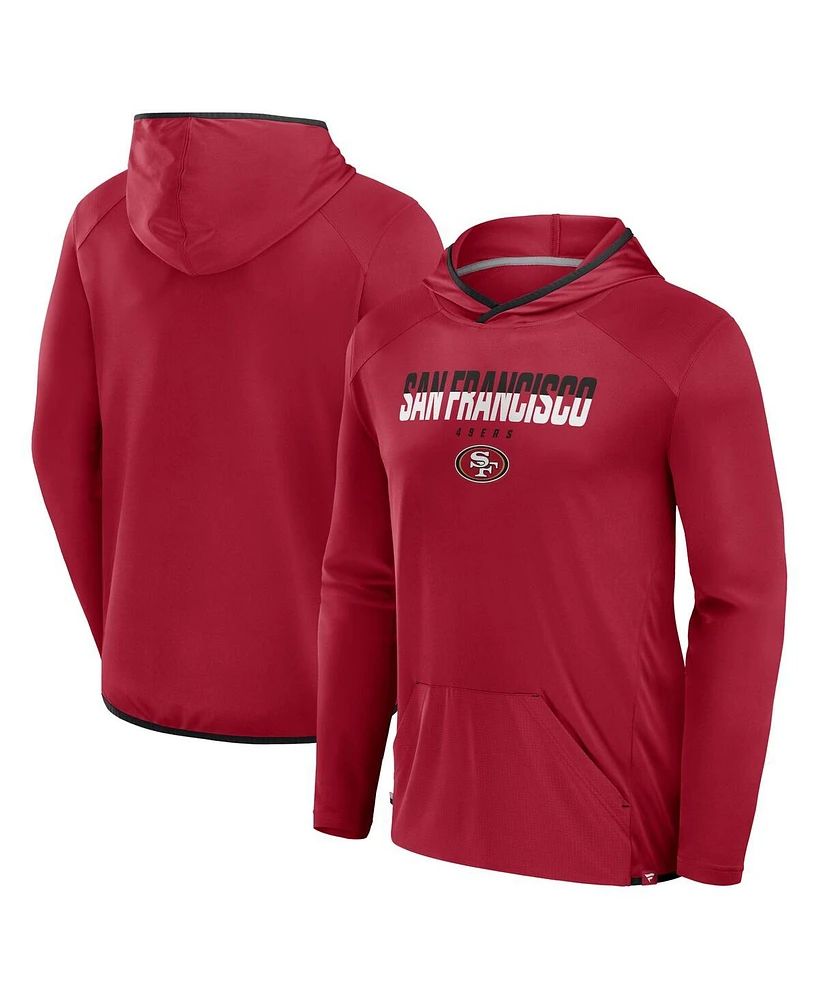 Fanatics Men's Scarlet San Francisco 49ers Transitional Defender Hoodie Long Sleeve T-Shirt