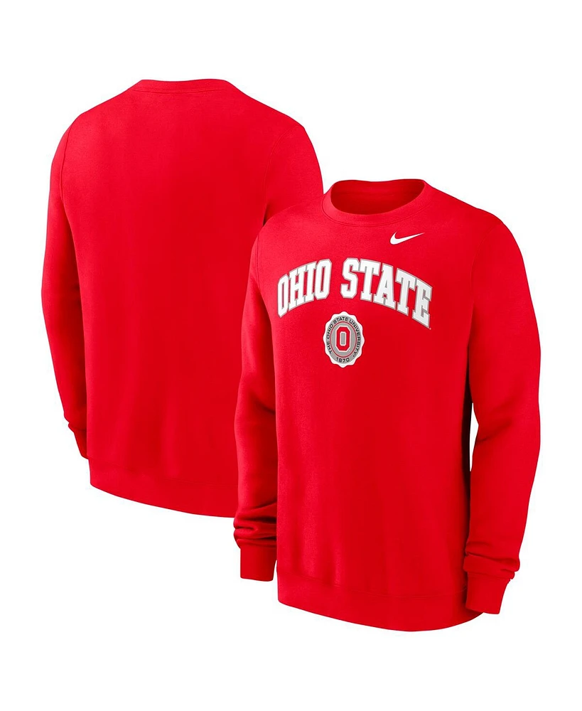 Nike Men's Scarlet Ohio State Buckeyes Arched Seal Pullover Sweatshirt