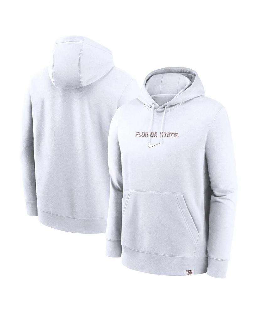 Nike Men's White Florida State Seminoles Statement Wordmark Lockup Pullover Hoodie