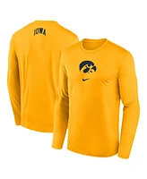 Nike Men's Gold Iowa Hawkeyes On-Court Basketball Shootaround Performance Long Sleeve T-Shirt