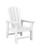 Kids 3-Piece Outdoor Hdpe Adirondack Chairs With Square Side Table Set