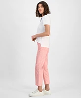 Nautica Jeans Women's Gingham Cropped Straight-Leg Pants